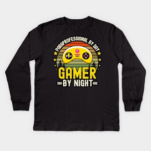 paraprofessional Lover by Day Gamer By Night For Gamers Kids Long Sleeve T-Shirt